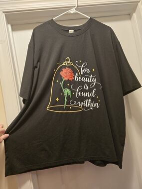 Black Floral Graphic Tee - 'For Beauty Is Found Within